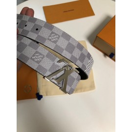 Lv Initiales Damier Graphite Canvas Leather Letter Buckle Belts Gray