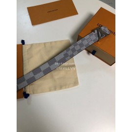 Lv Initiales Damier Graphite Canvas Leather Letter Buckle Belts Gray