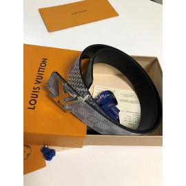 Lv Initiales Damier Graphite Canvas Leather Letter Buckle Belts Gray