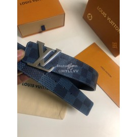Lv Initiales Damier Graphite Canvas Leather Letter Buckle Belts Blue