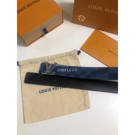 Lv Initiales Damier Graphite Canvas Leather Letter Buckle Belts Blue