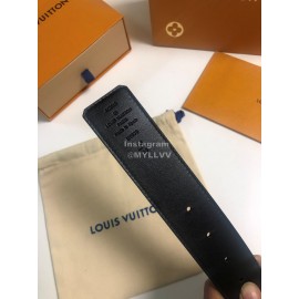 Lv Initiales Damier Graphite Canvas Leather Letter Buckle Belts Blue