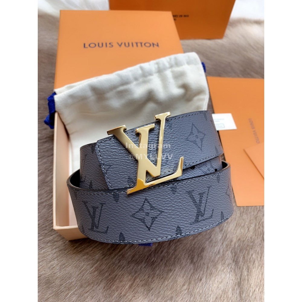 Lv Monogram Canvas Calf Leather Letter Gold Buckle 40mm Belts For Men