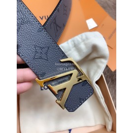 Lv Monogram Canvas Calf Leather Letter Gold Buckle 40mm Belts For Men