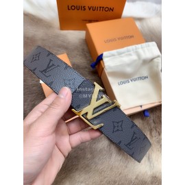 Lv Monogram Canvas Calf Leather Letter Gold Buckle 40mm Belts For Men