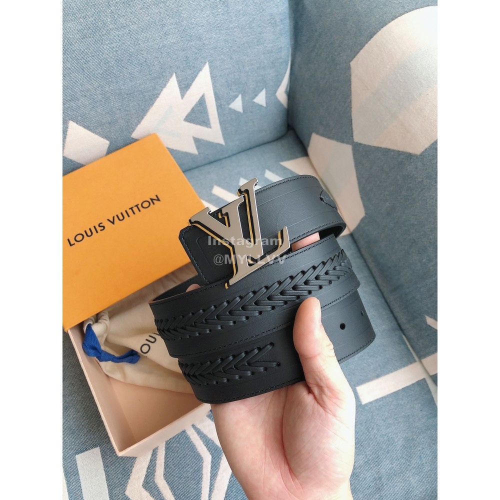 Lv Fashion Calf Leather Gun Color Letter Buckle 40mm Belts