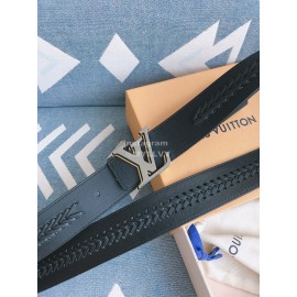 Lv Fashion Calf Leather Gun Color Letter Buckle 40mm Belts