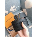 Lv Fashion Calf Leather Black Letter Buckle 40mm Belts
