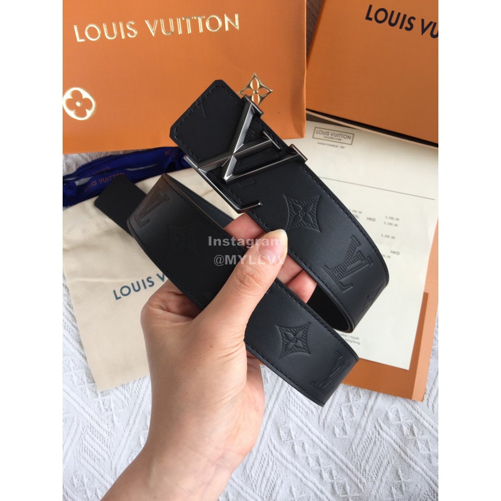 Lv Monogram Embossed Calf Leather Gun Color Buckle 35mm Pyramide Belts