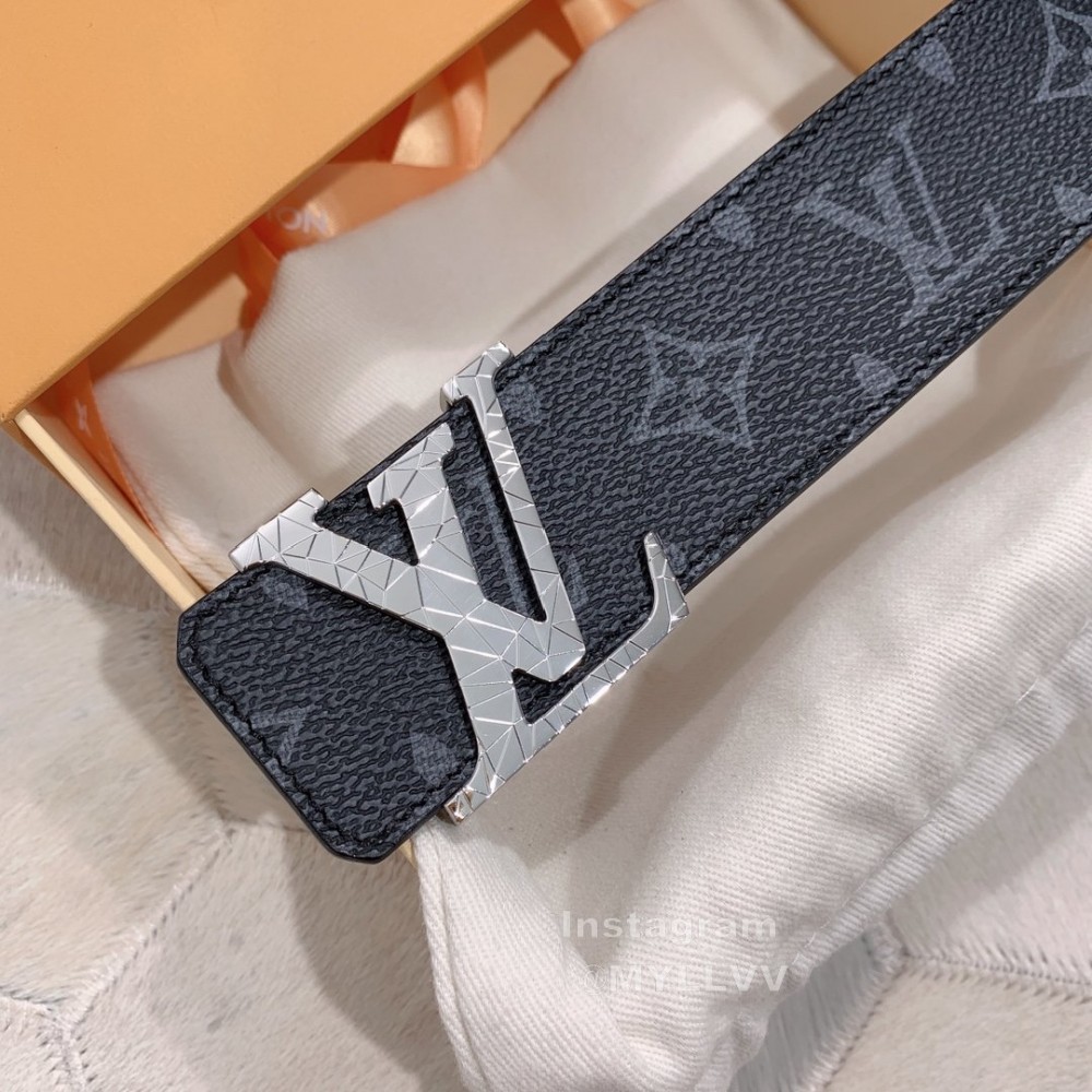 Lv Monogram Canvas Calf Leather Silver Buckle 40mm Belts