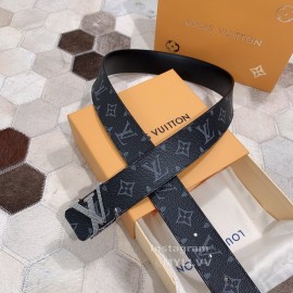 Lv Monogram Canvas Calf Leather Silver Buckle 40mm Belts