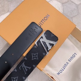 Lv Monogram Canvas Calf Leather Silver Buckle 40mm Belts