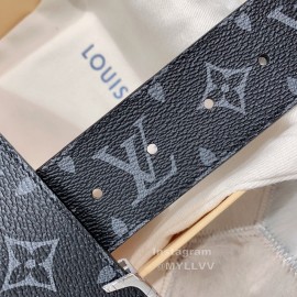 Lv Monogram Canvas Calf Leather Silver Buckle 40mm Belts