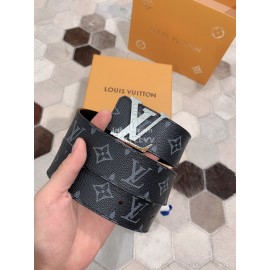 Lv Monogram Canvas Calf Leather Silver Buckle 40mm Belts