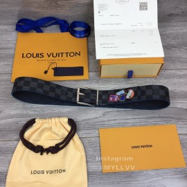 Lv Damier Canvas Calf Leather Silver Pin Buckle 40mm Belts