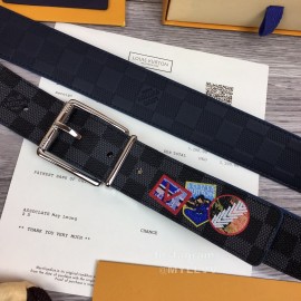 Lv Damier Canvas Calf Leather Silver Pin Buckle 40mm Belts