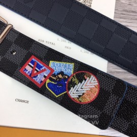 Lv Damier Canvas Calf Leather Silver Pin Buckle 40mm Belts