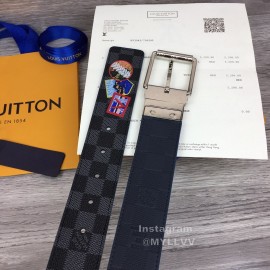 Lv Damier Canvas Calf Leather Silver Pin Buckle 40mm Belts