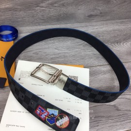 Lv Damier Canvas Calf Leather Silver Pin Buckle 40mm Belts