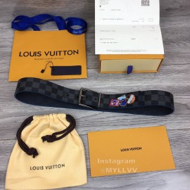 Lv Damier Canvas Calf Leather Gun Color Pin Buckle 40mm Belts