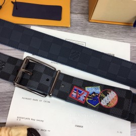 Lv Damier Canvas Calf Leather Gun Color Pin Buckle 40mm Belts