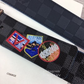 Lv Damier Canvas Calf Leather Gun Color Pin Buckle 40mm Belts