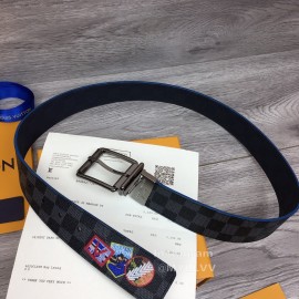 Lv Damier Canvas Calf Leather Gun Color Pin Buckle 40mm Belts