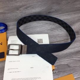 Lv Damier Canvas Calf Leather Gun Color Pin Buckle 40mm Belts