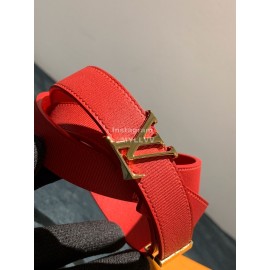 Lv Initiales Elegant Leather 20mm Belts Red