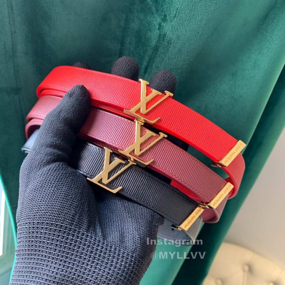 Lv Initiales Elegant Leather 20mm Belts Black