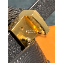 Lv Initiales Elegant Leather 20mm Belts Black