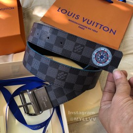 Lv Damier Infini Leather Gun Color Pin Buckle 40mm Belts