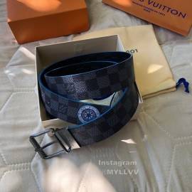 Lv Damier Infini Leather Gun Color Pin Buckle 40mm Belts
