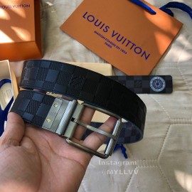 Lv Damier Infini Leather Gun Color Pin Buckle 40mm Belts