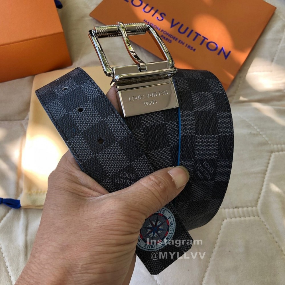 Lv Damier Infini Leather Silver Pin Buckle 40mm Belts
