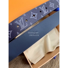 Lv Navy Monogram Canvas Leather Pin Buckle 35mm Belts For Men