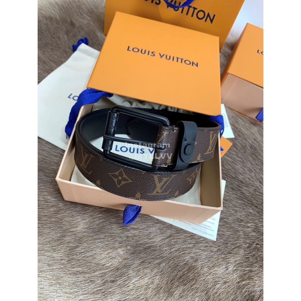 Lv Coffee Monogram Canvas Leather Pin Buckle 35mm Belts For Men