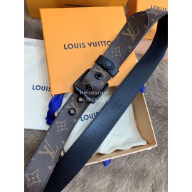 Lv Coffee Monogram Canvas Leather Pin Buckle 35mm Belts For Men