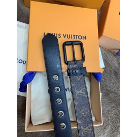Lv Coffee Monogram Canvas Leather Pin Buckle 35mm Belts For Men