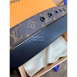 Lv Coffee Monogram Canvas Leather Pin Buckle 35mm Belts For Men