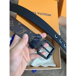 Lv Coffee Monogram Canvas Leather Pin Buckle 35mm Belts For Men