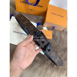 Lv Coffee Monogram Canvas Leather Pin Buckle 35mm Belts For Men