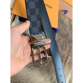 Lv Black Damier Canvas Leather Pin Buckle 35mm Belts For Men