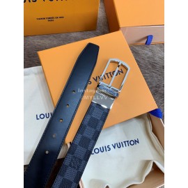 Lv Black Damier Canvas Leather Pin Buckle 35mm Belts For Men