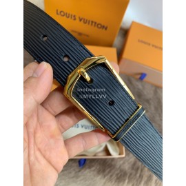 Lv Black Leather Gold Pin Buckle 35mm Belts For Men