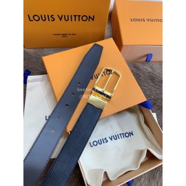 Lv Black Leather Gold Pin Buckle 35mm Belts For Men