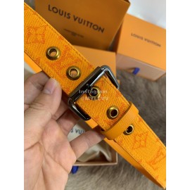 Lv Fashion Monogram Canvas Pin Buckle 35mm Belts Yellow