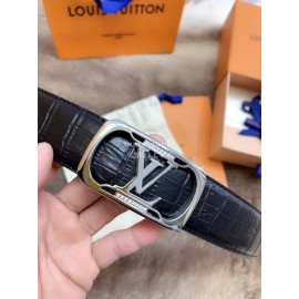 Lv Fashion Plaid Leather Silver Automatic Buckle 35mm Belts