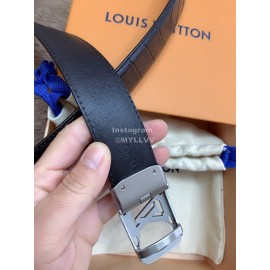 Lv Fashion Plaid Leather Silver Automatic Buckle 35mm Belts