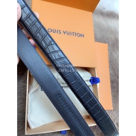 Lv Fashion Plaid Leather Silver Automatic Buckle 35mm Belts